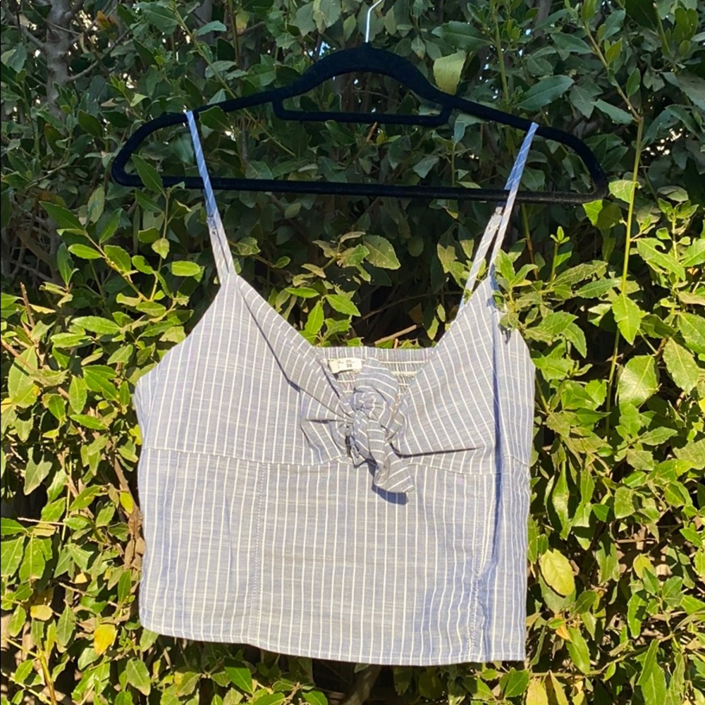 Blue&White Striped Cropped Top